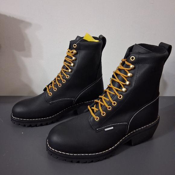 Work America Logger Boots Mens Size 9 1/2 Leather Waterproof Steel Toe - Picture 7 of 7